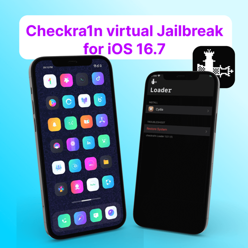 Checkra1n  virtual Jailbreak for iOS 16.7