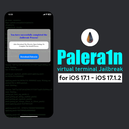 Palera1n virtual terminal Jailbreak for iOS 17.1 - iOS 17.1.2