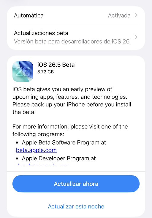 iOS 26.5 beta