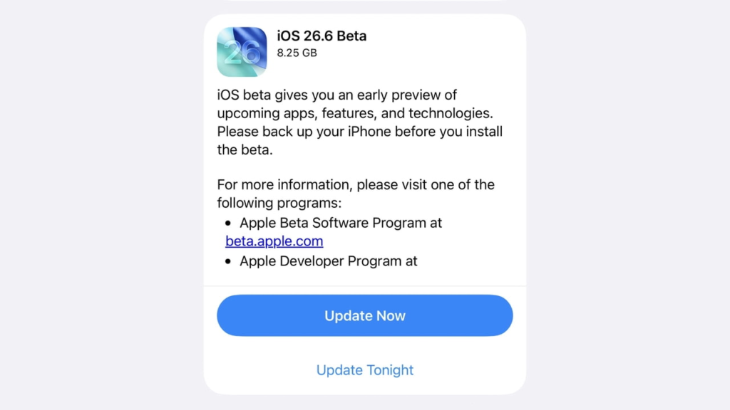 iOS 26.6 beta