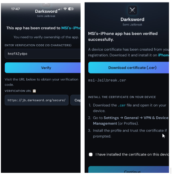 darksword certificate